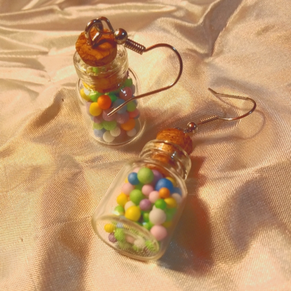 F02  #4FOR20  Mini Candy Jar Earrings | Kawaii Pastel Bead Dangles